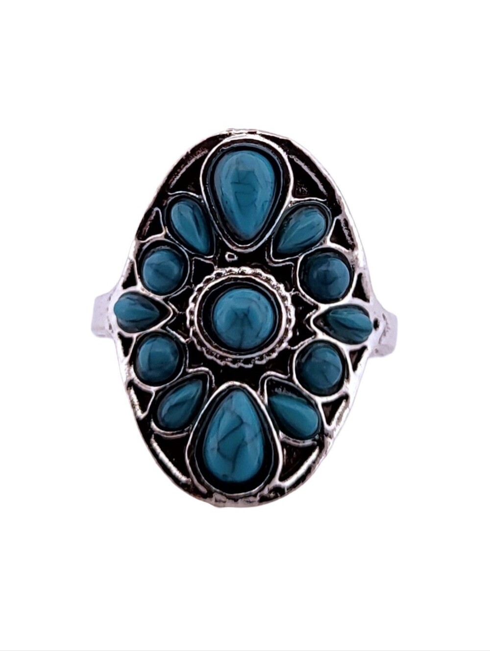 Blue Turquoise Silver Ring, size 8.5 402